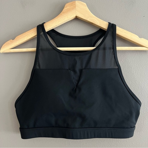 Fleo Other - Fleo High Neck Mesh Active Sport Bra Padded Black Sz Medium